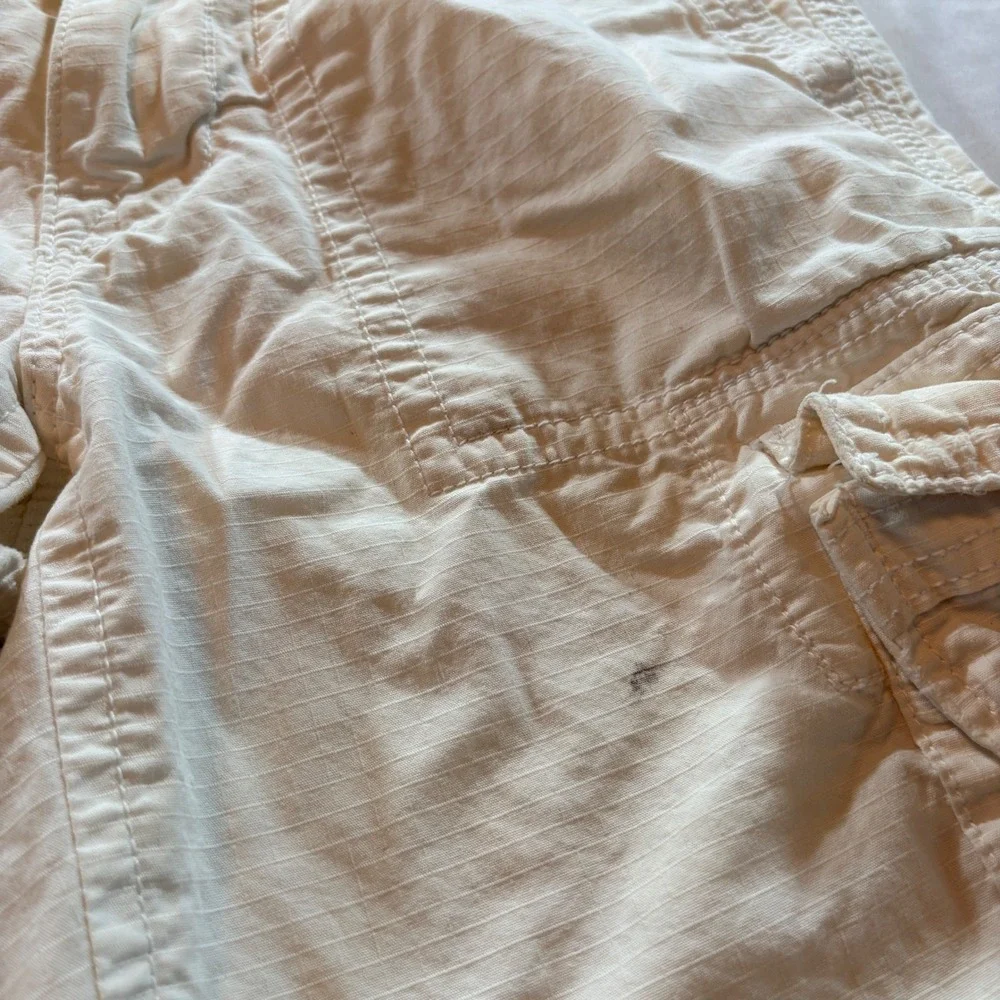 American Eagle Cargo Shorts Mens 26 Cream Ripstop Cotton Utility Casual Pockets